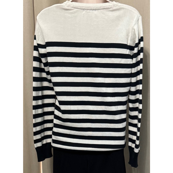 Barbour Pima Cotton Stripe Sweater Navy/Cream US Size 8/UK Size 12 - Picture 3 of 10